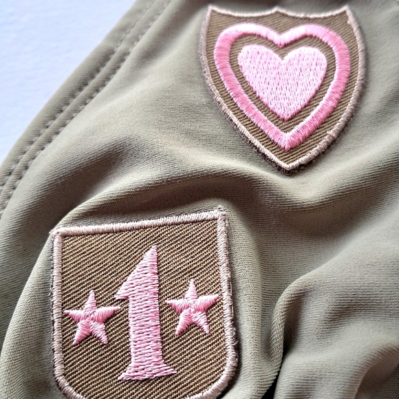 Olive Green Triangle Bikini Top with Patches - Picture 3 of 8